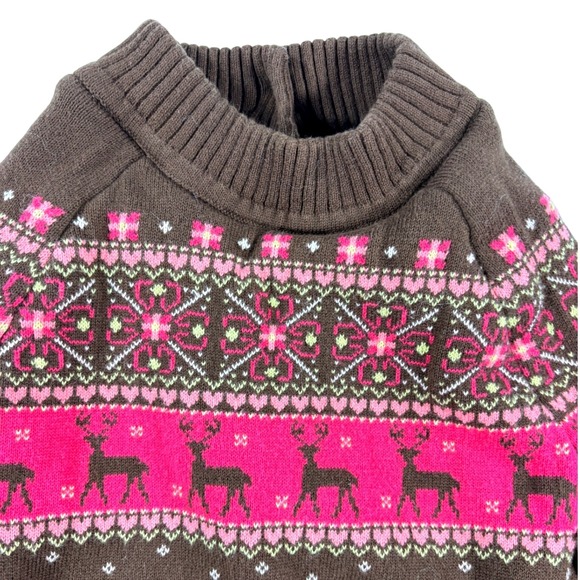 Other - Vintage 2005 Gymboree Poncho Fair Isle Reindeer Capelet Sweater Pockets Brown 2T